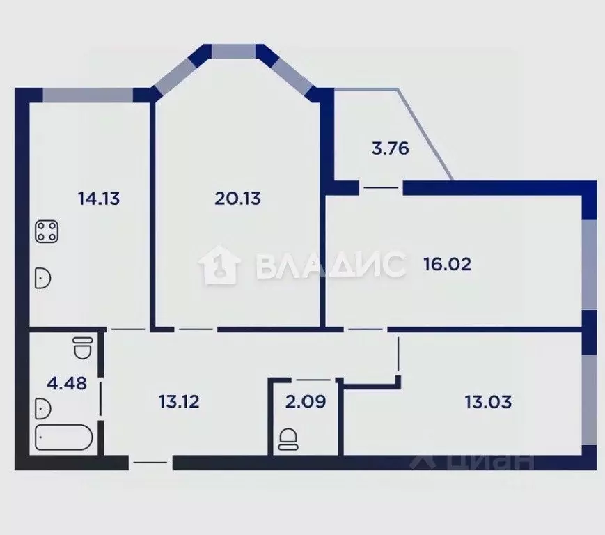 3-к кв. Липецкая область, Липецк ул. Дмитрия Фурсова, 2 (84.79 м) - Фото 1