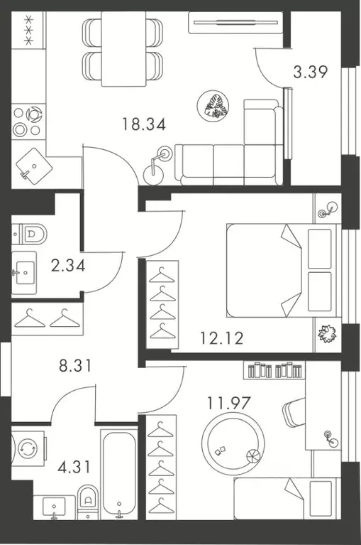 2-к кв. Тульская область, Тула ул. Карпова, 103А (60.78 м) - Фото 0