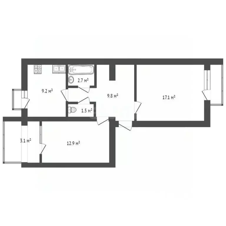 2-к кв. Севастополь ул. Курганная, 24 (52.0 м) - Фото 1
