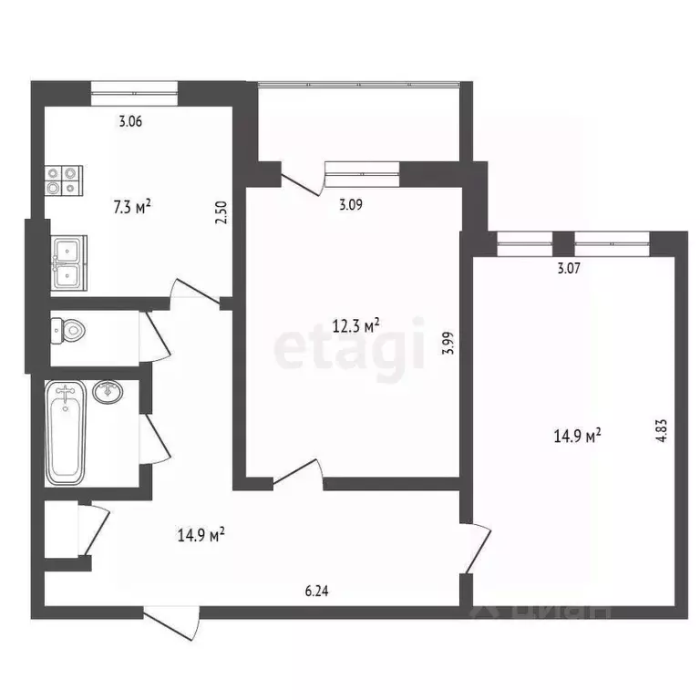 2-к кв. Московская область, Клин ул. Дурыманова, 4 (54.6 м) - Фото 1
