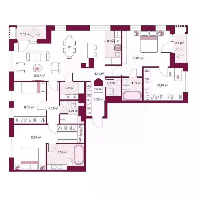 3-к кв. Тюменская область, Тюмень ул. Герцена, 33 (130.92 м) - Фото 0