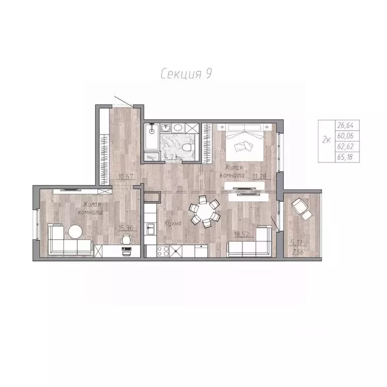 2-к кв. Хабаровский край, Хабаровск пос. Березовка, Эколенд жилой ... - Фото 1