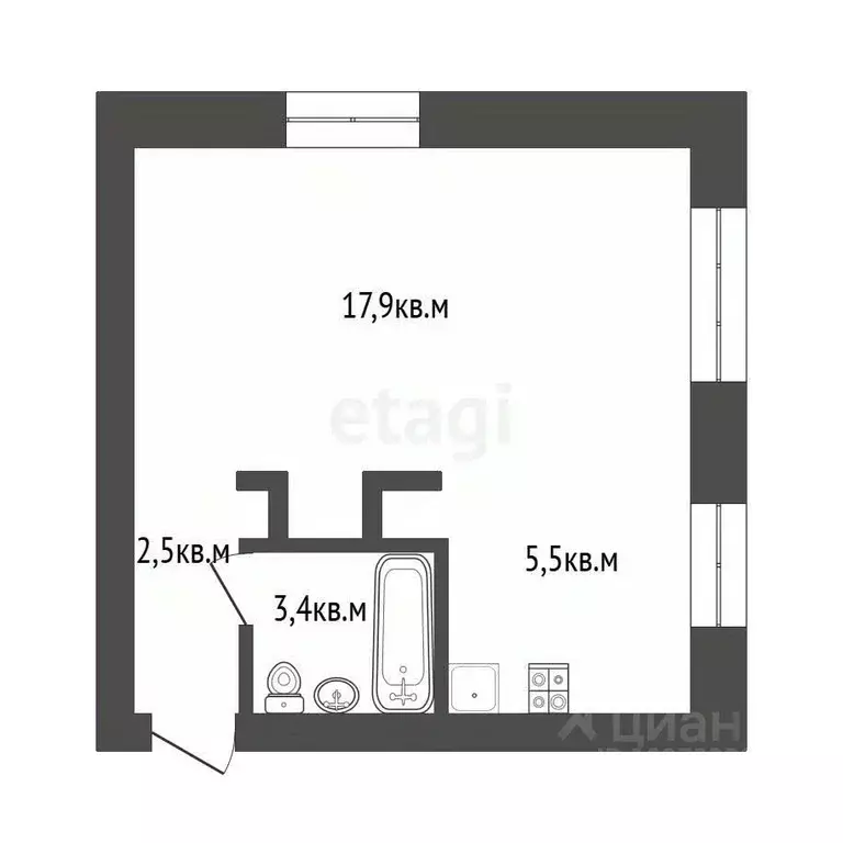 1-к кв. Башкортостан, Стерлитамак ул. Суворова, 16 (29.3 м) - Фото 1