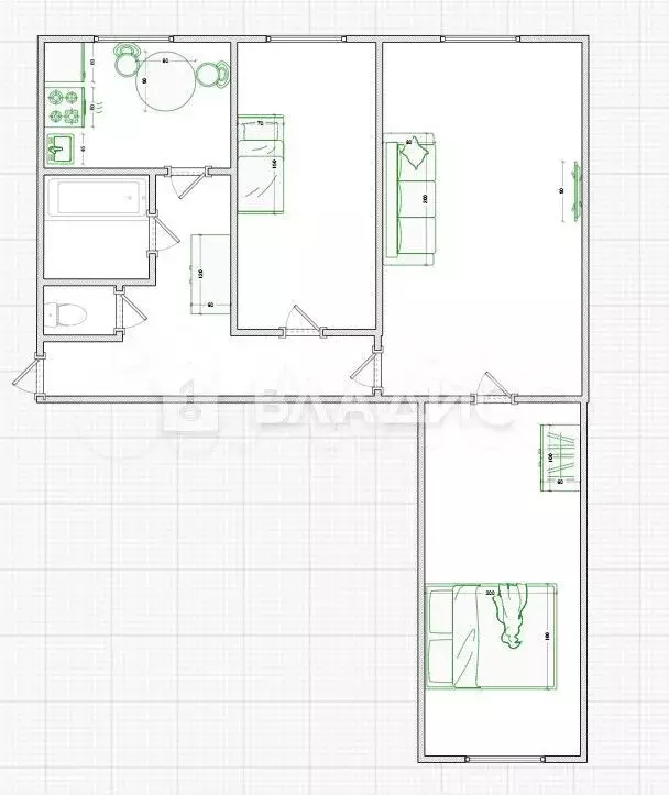 3-к. квартира, 55,6 м, 2/2 эт. - Фото 0