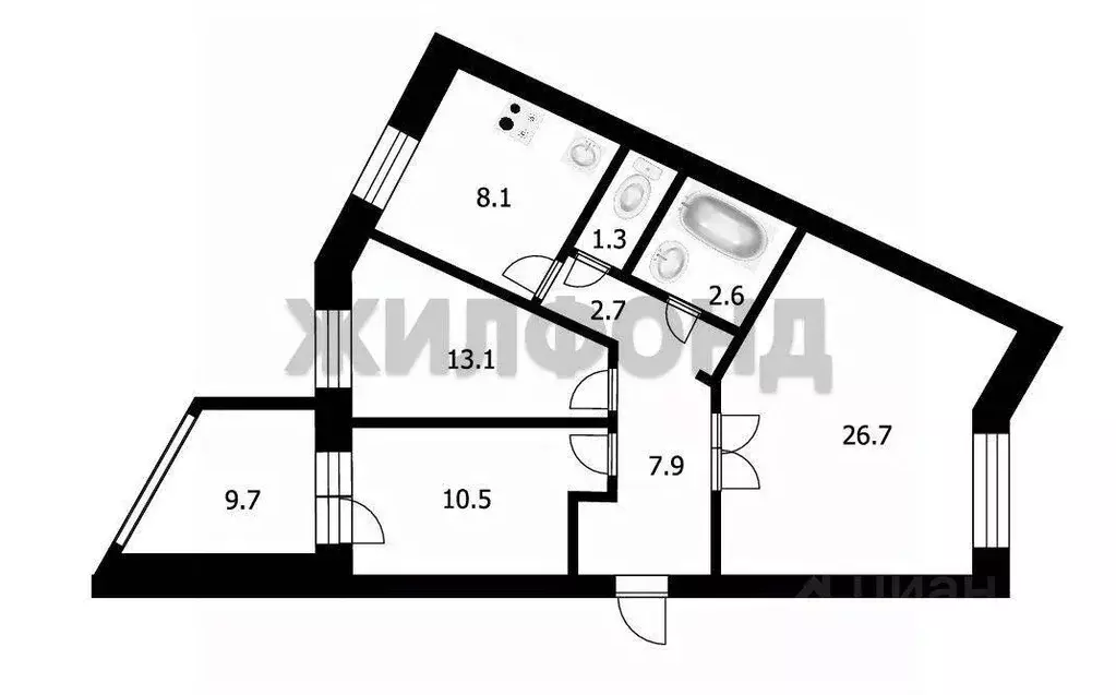 3-к кв. Новосибирская область, Новосибирск ул. Федосеева, 2 (76.0 м) - Фото 1