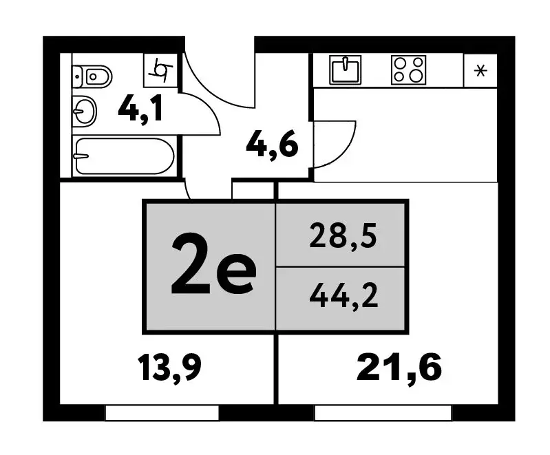 2-комнатная квартира: Москва, Фестивальная улица, 15к4 (44.2 м) - Фото 0