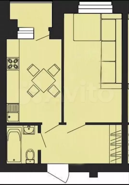 1-к. квартира, 36,2 м, 2/5 эт. - Фото 0