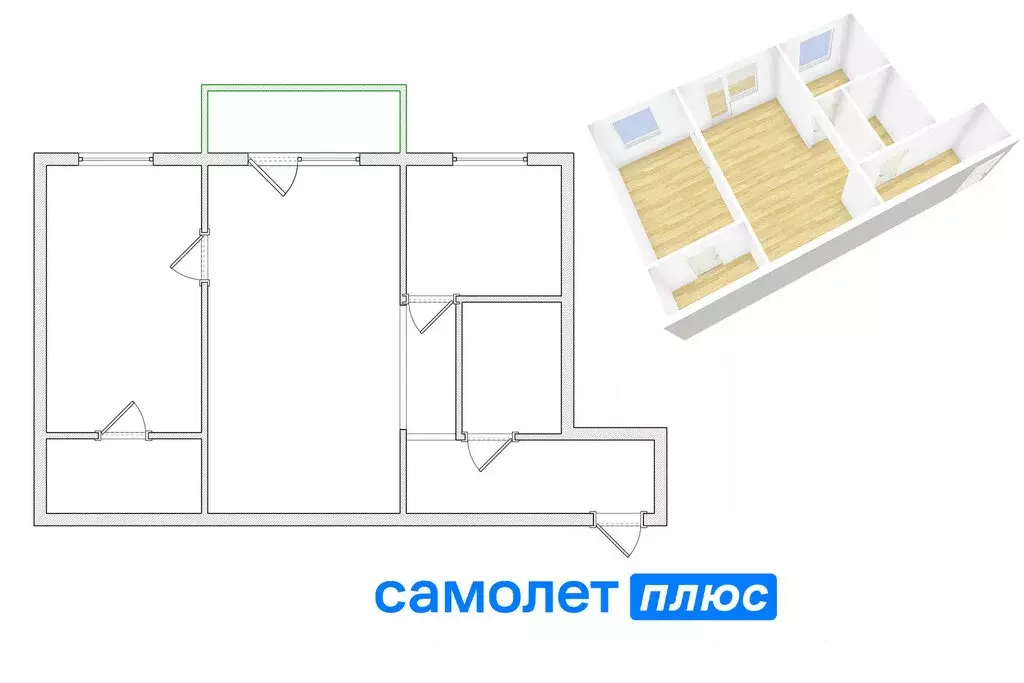 2-комнатная квартира: Кемерово, проспект Ленина, 96 (46.3 м) - Фото 1