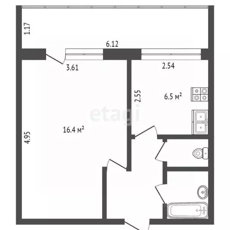 1-к кв. Тюменская область, Тюменский муниципальный округ, Винзили рп ... - Фото 1