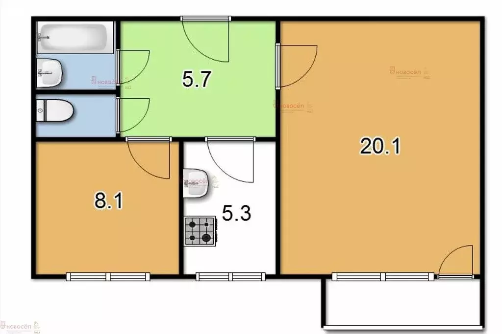 2-комнатная квартира: Екатеринбург, улица Амундсена, 50 (43 м) - Фото 0
