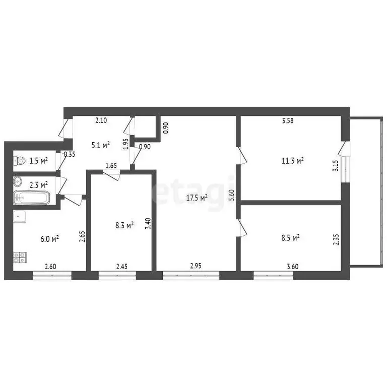 4-комнатная квартира: Ишим, улица Чехова, 15 (61.2 м) - Фото 0