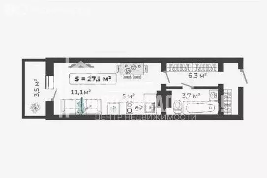 Квартира-студия: Минусинск, улица Трегубенко, 65Бк1 (25.4 м) - Фото 1