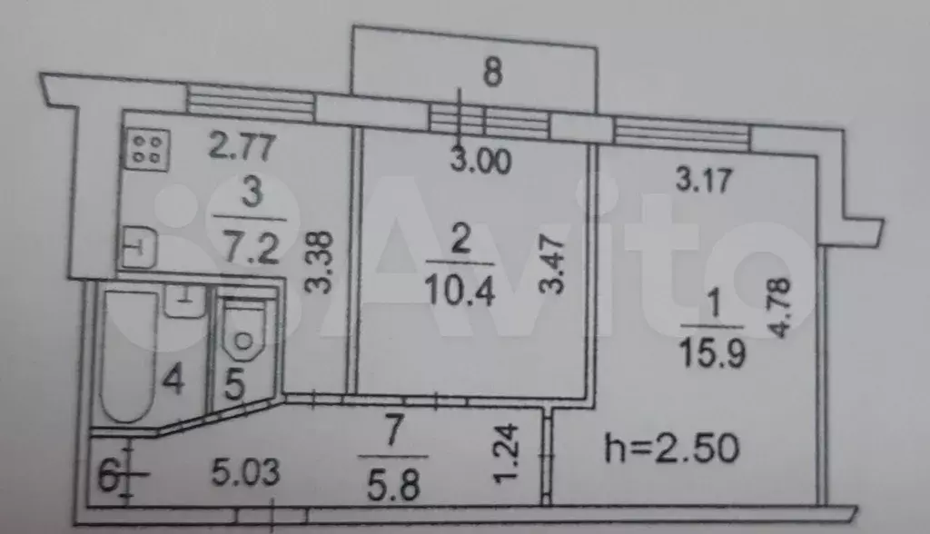 2-к. квартира, 43,5 м, 9/9 эт. - Фото 0