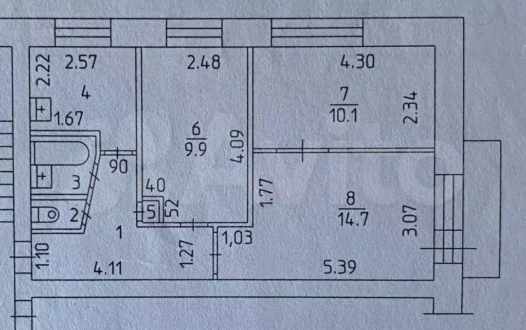 3-к. квартира, 50,6 м, 5/5 эт. - Фото 0