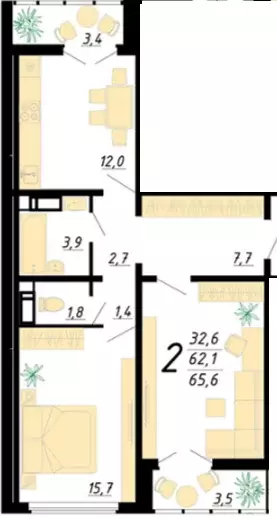 Продаётся 2-к квартира, 65.6 м - Фото 1