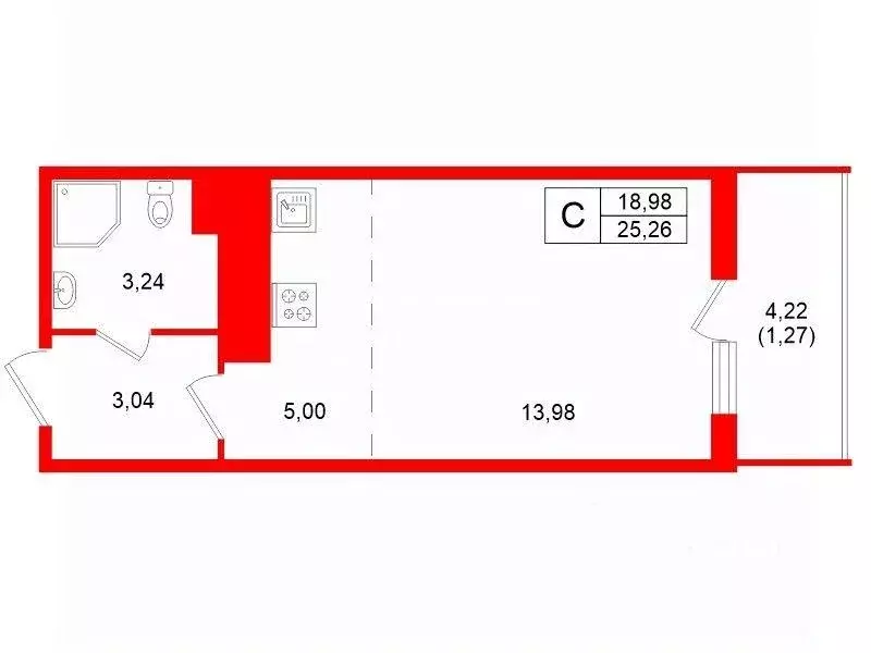 Квартира, студия, 25 м - Фото 2
