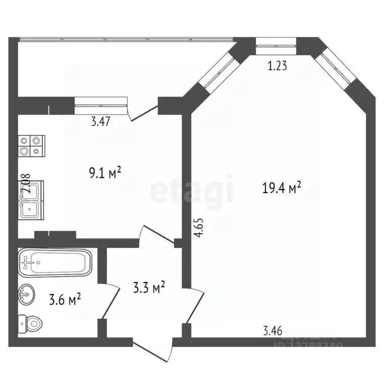 1-к кв. Орловская область, Орел ул. Картукова, 11 (38.0 м) - Фото 1
