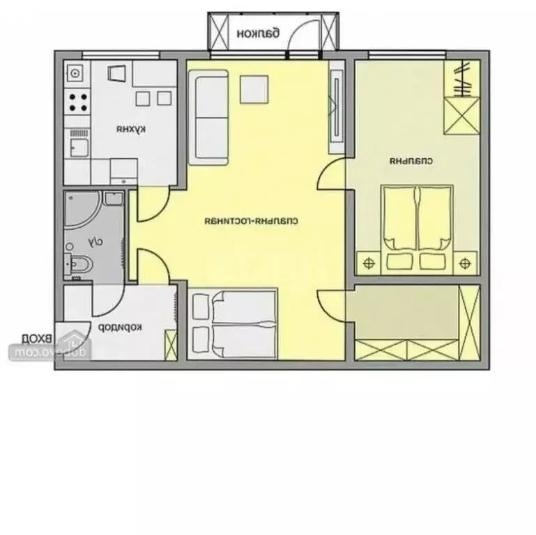 2-комнатная квартира: Печоры, Заводская улица, 1Б (44 м) - Фото 0