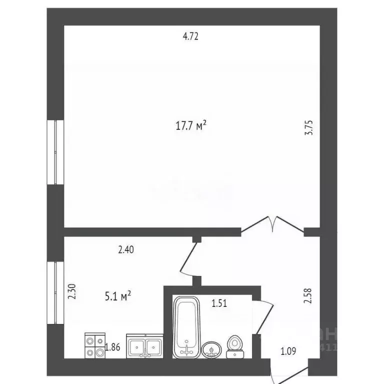 1-к кв. Севастополь ул. Короленко, 20 (28.6 м) - Фото 1