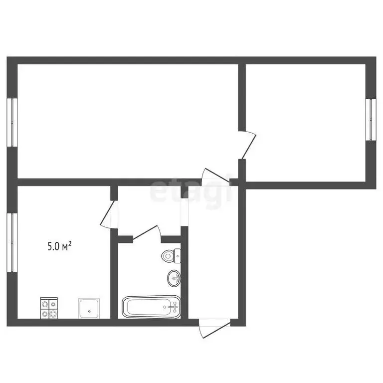 2-комнатная квартира: Камышлов, улица Дзержинского, 3 (44.2 м) - Фото 1