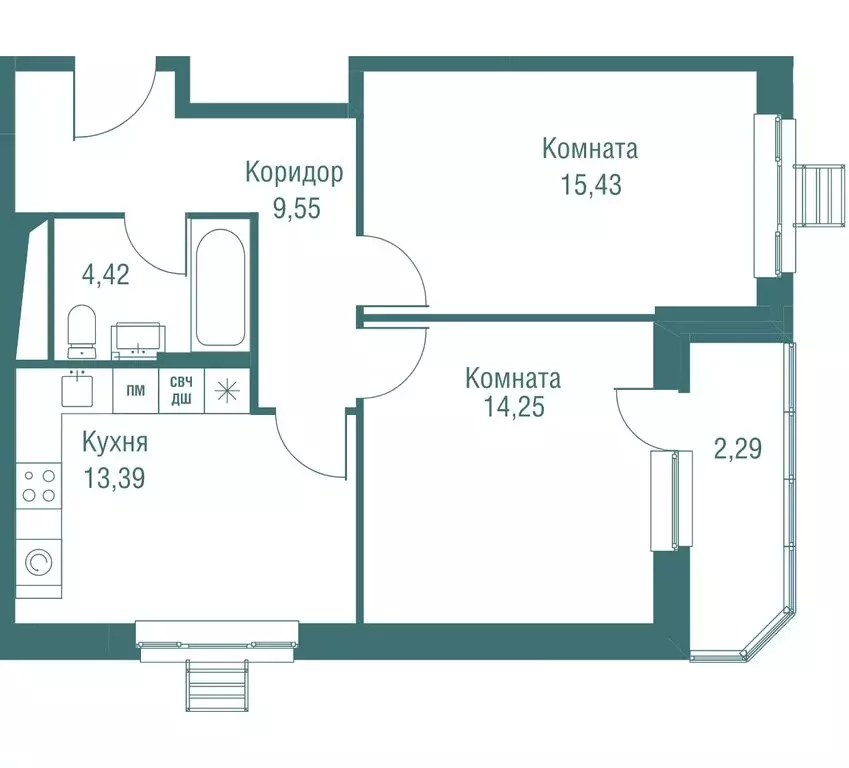 2-комнатная квартира: Одинцово, жилой комплекс Одинбург (59.33 м) - Фото 0