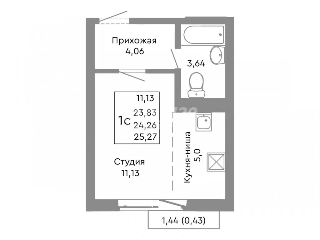 Квартира-студия: Советский район (24.26 м) - Фото 0