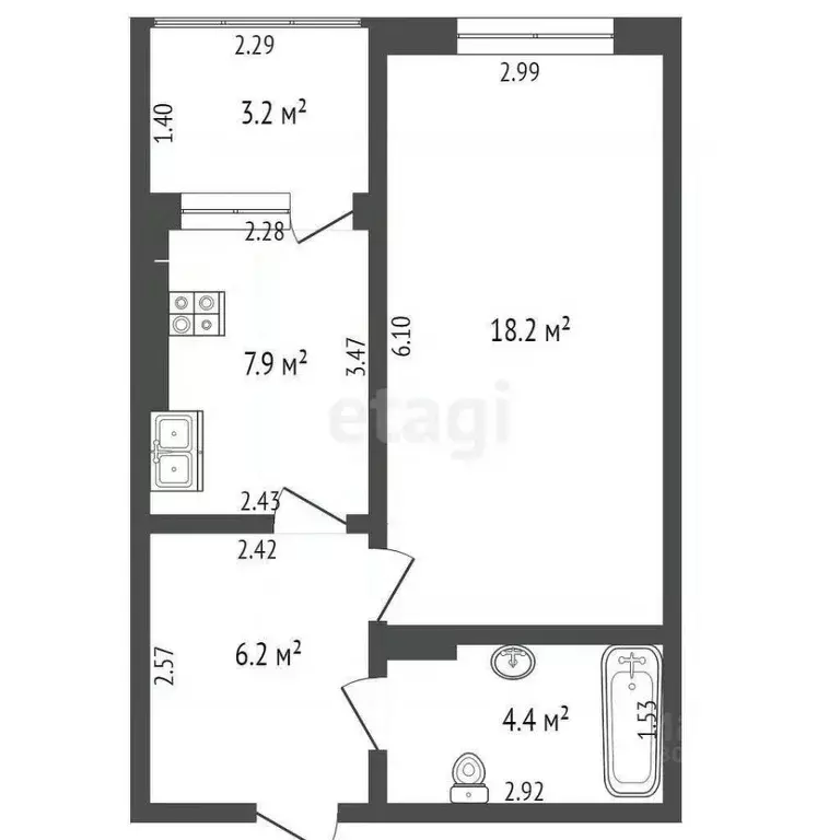 1-к кв. Ростовская область, Аксай ул. Менделеева, 53А (36.7 м) - Фото 2
