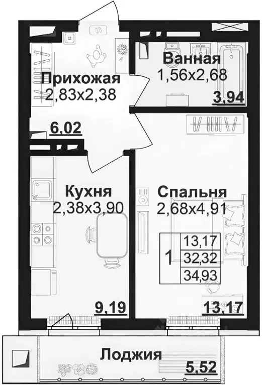 1-к кв. Башкортостан, Уфа ул. Пархоменко, 156Б (37.0 м) - Фото 2