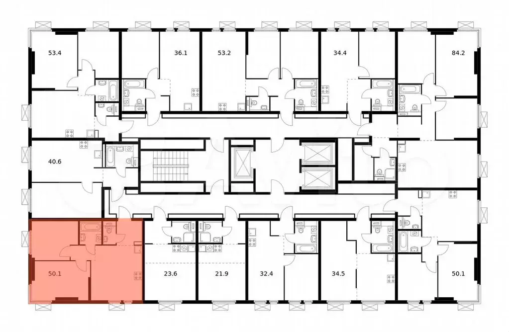 2-к. квартира, 50,1 м, 13/22 эт. - Фото 1