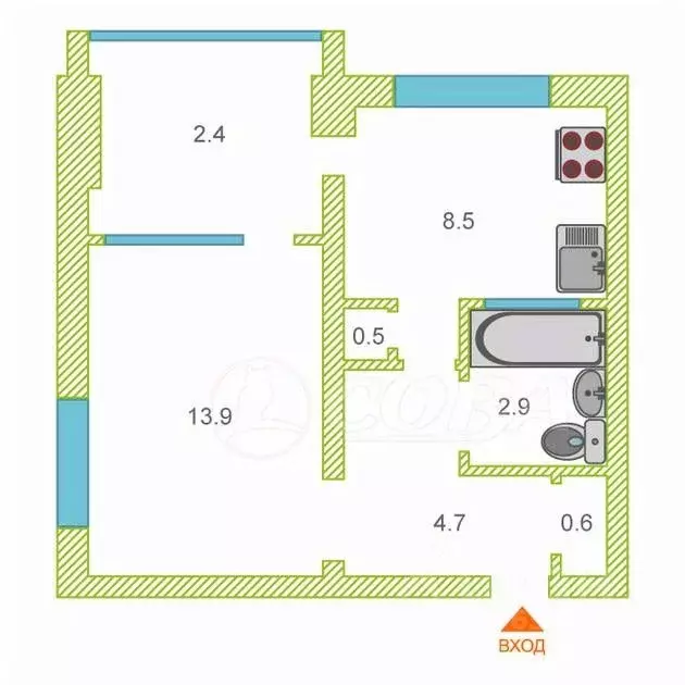 2-к кв. Краснодарский край, Сочи ул. Дарвина, 101 (33.5 м) - Фото 1