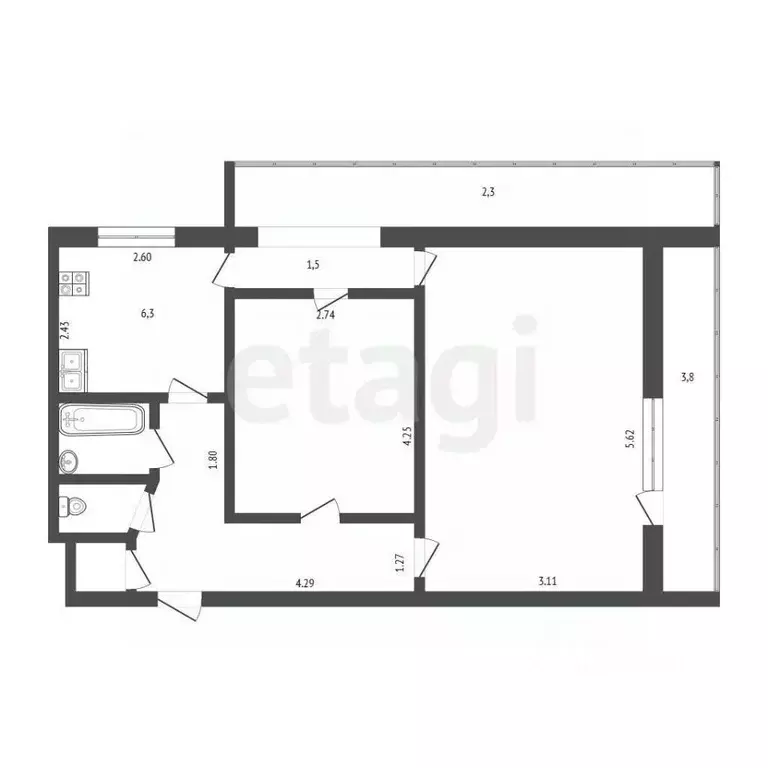 2-к кв. Крым, Саки ул. Кузнецова (46.4 м) - Фото 2