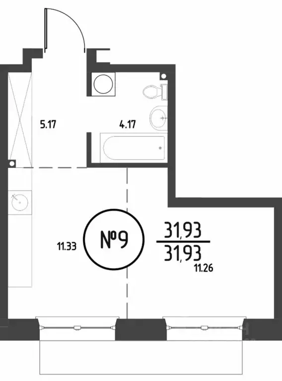 1-к кв. Иркутская область, Иркутск Макс жилой комплекс (31.93 м) - Фото 1