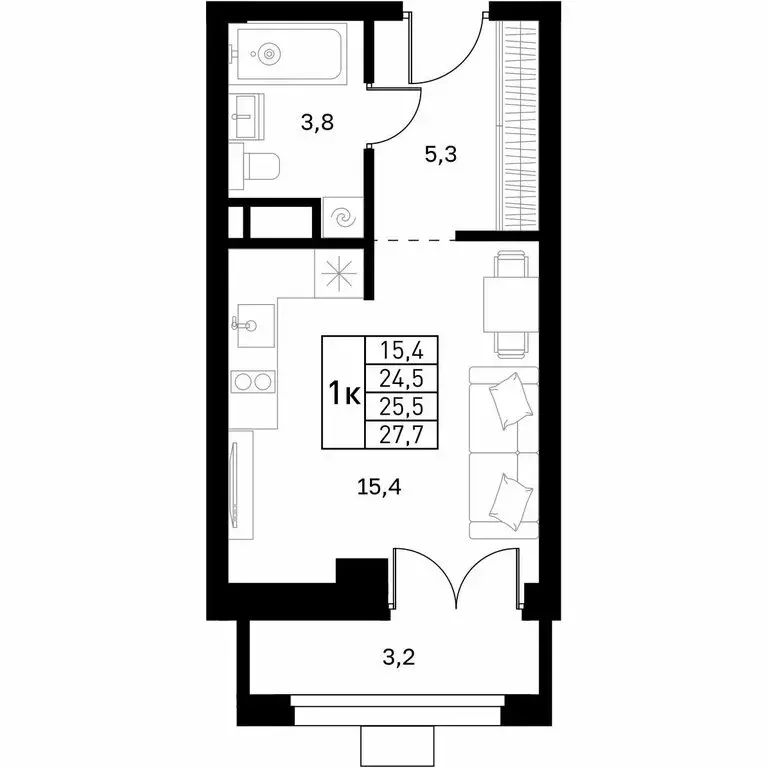 Квартира-студия: Нижний Новгород, улица 50-летия Победы, 23 (25.5 м) - Фото 1