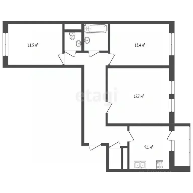 3-к кв. Москва Базовская ул., 15к4 (72.6 м) - Фото 2