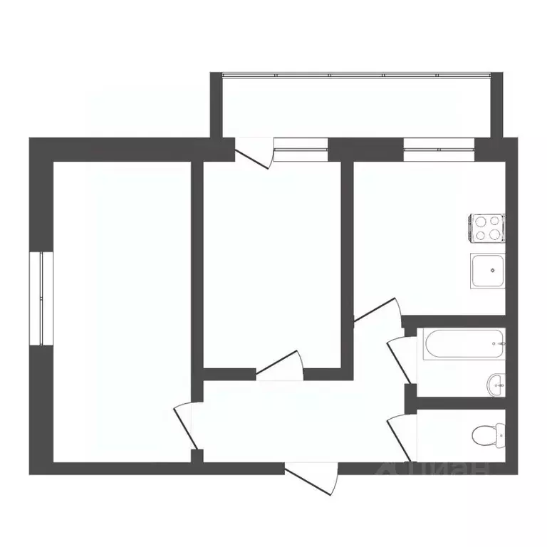 2-к кв. Тюменская область, Тюмень Заречный проезд, 14 (53.6 м) - Фото 2