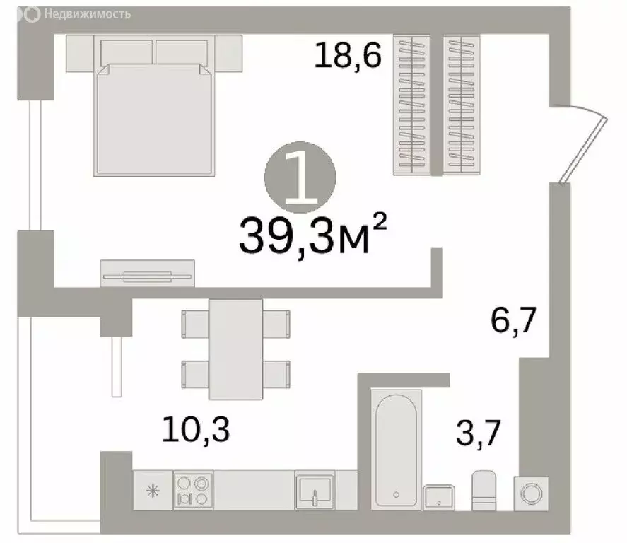1-комнатная квартира: Омск, бульвар Архитекторов, 4 (39.3 м) - Фото 1