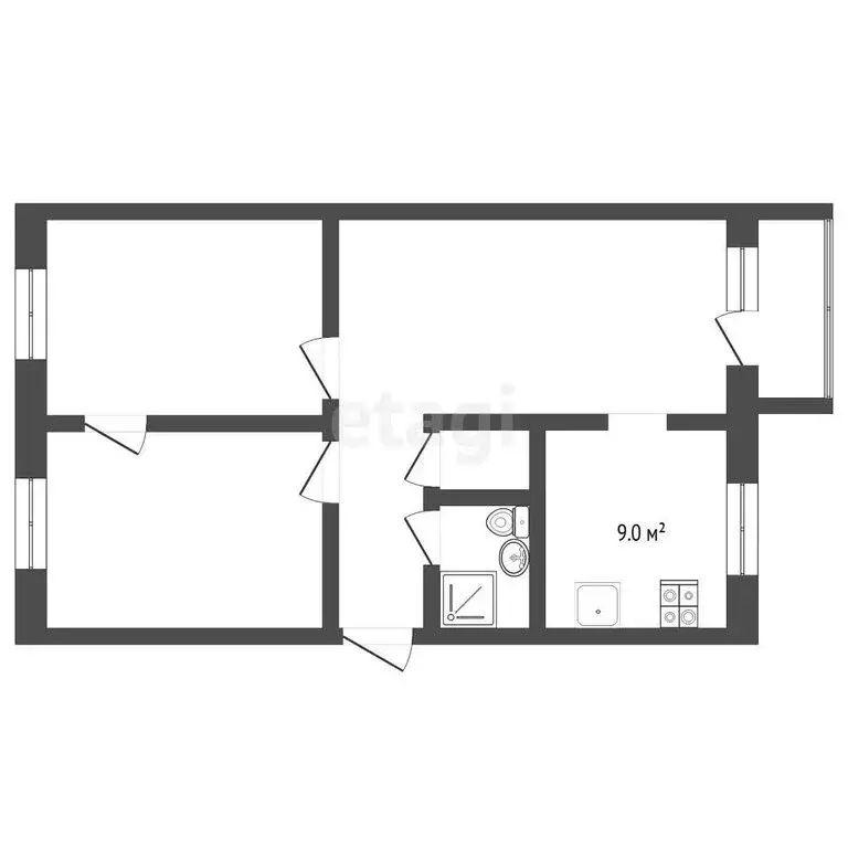3-комнатная квартира: микрорайон Метелёва, Метелёвская улица, 6 (59.4 ... - Фото 1