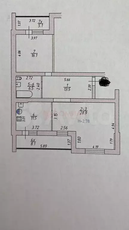 2-к. квартира, 78 м, 3/8 эт. - Фото 0