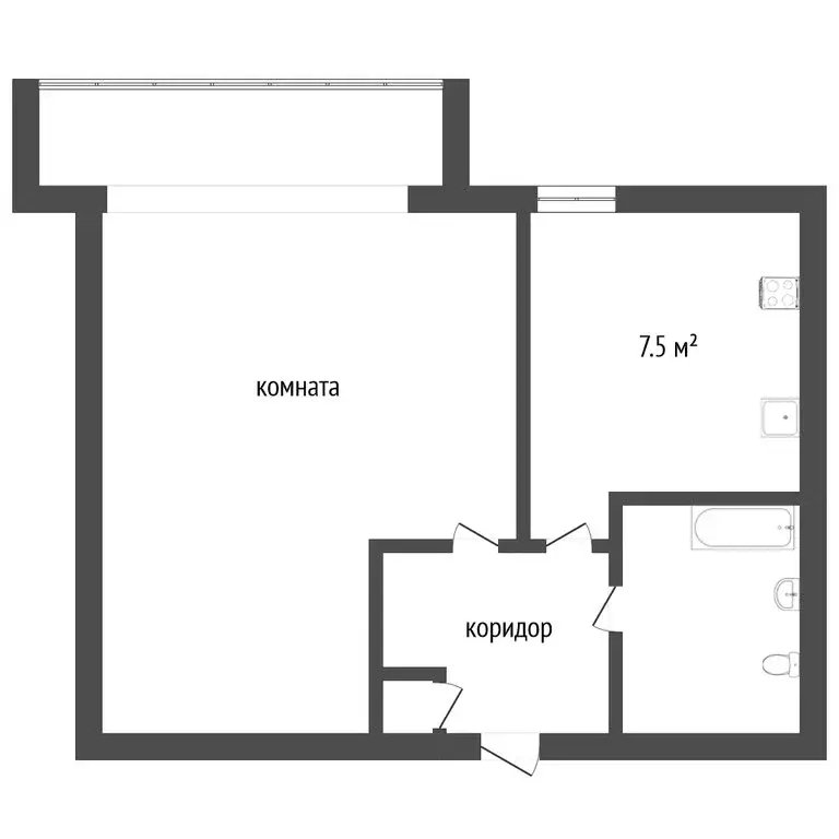 1-комнатная квартира: Ялуторовск, улица Новикова, 30 (32.5 м) - Фото 0