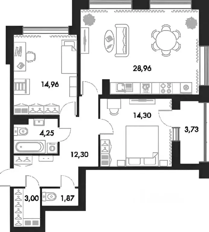 2-к кв. Санкт-Петербург Петровский просп., 22к2 (83.0 м) - Фото 1