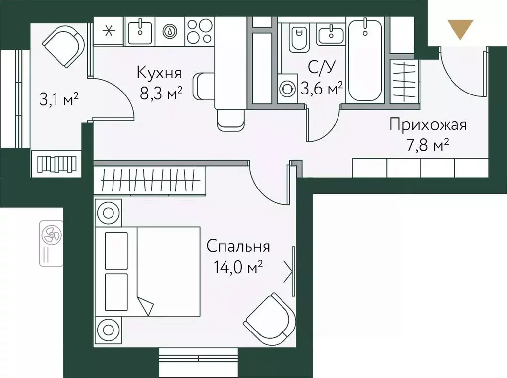 1-к кв. Волгоградская область, Волгоград Новосибирская ул., 74с1 (36.8 ... - Фото 0
