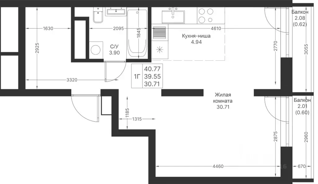 1-к кв. Татарстан, Казань Мой Ритм жилой комплекс, ПК14 (40.77 м) - Фото 1