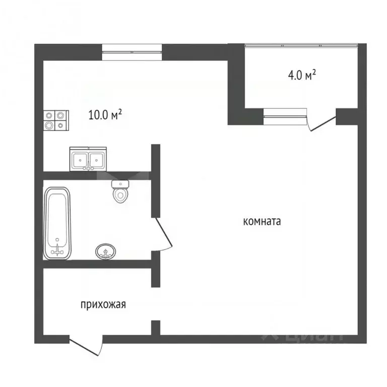 1-к кв. Тюменская область, Тюмень Полевая ул., 105к2 (34.0 м) - Фото 2