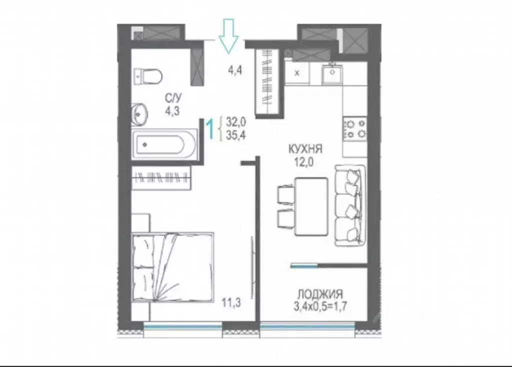 1-к кв. Севастополь ул. Маячная, 3 (35.4 м) - Фото 2