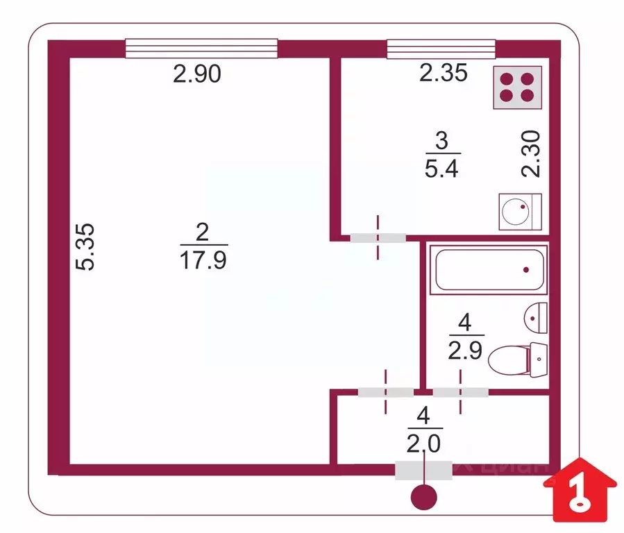 1-к кв. Омская область, Омск Городок Нефтяников мкр, ул. Энтузиастов ... - Фото 2