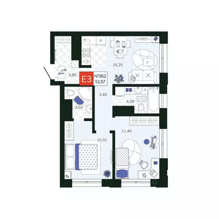 2-к кв. Тульская область, Тула Мясново мкр, Желания жилой комплекс ... - Фото 1