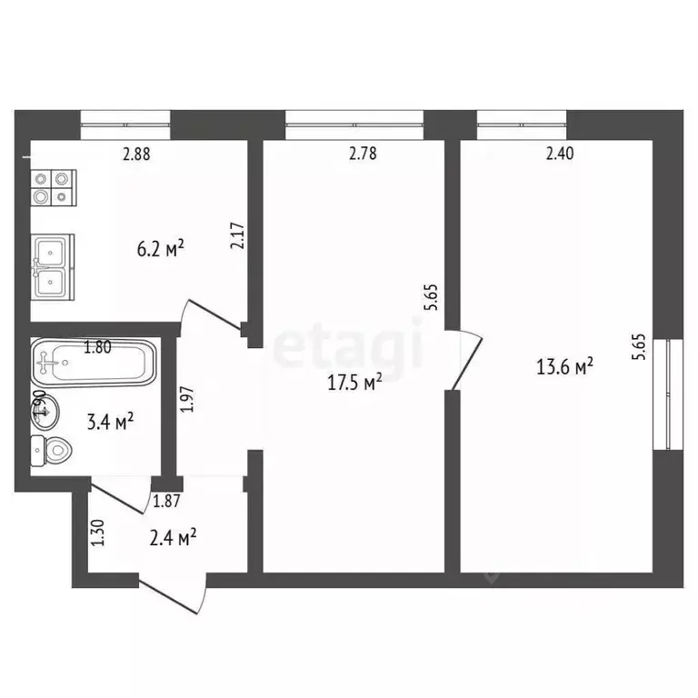 2-к кв. Самарская область, Самара ул. Чкаловский Спуск, 1 (43.1 м) - Фото 2