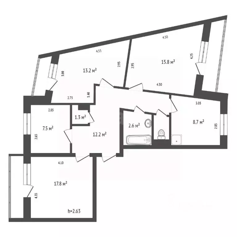4-к кв. Красноярский край, Красноярск Краснодарская ул., 1 (85.5 м) - Фото 2