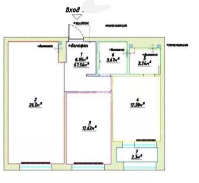 2-комнатная квартира: Казань, улица Алексея Козина, 2 (67.5 м) - Фото 1