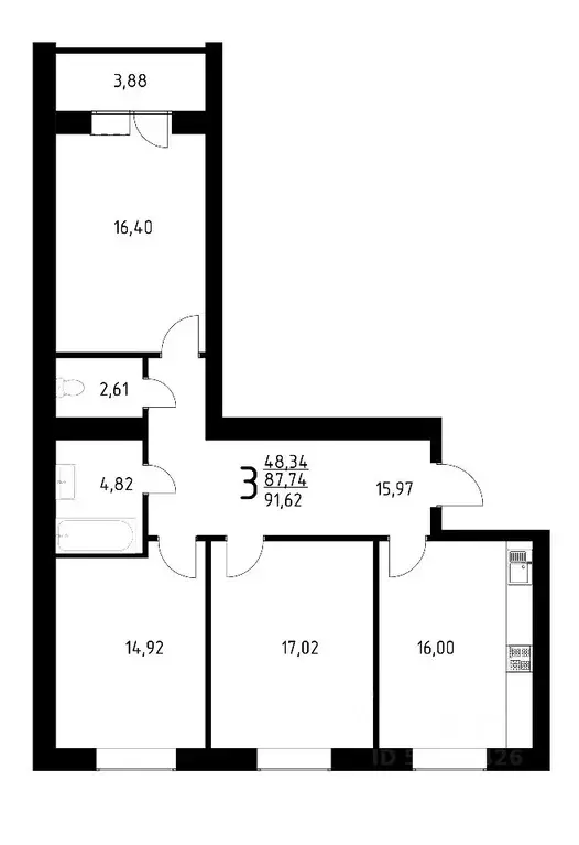 3-к кв. Саратовская область, Энгельс Одесская ул., 87 (91.62 м) - Фото 0